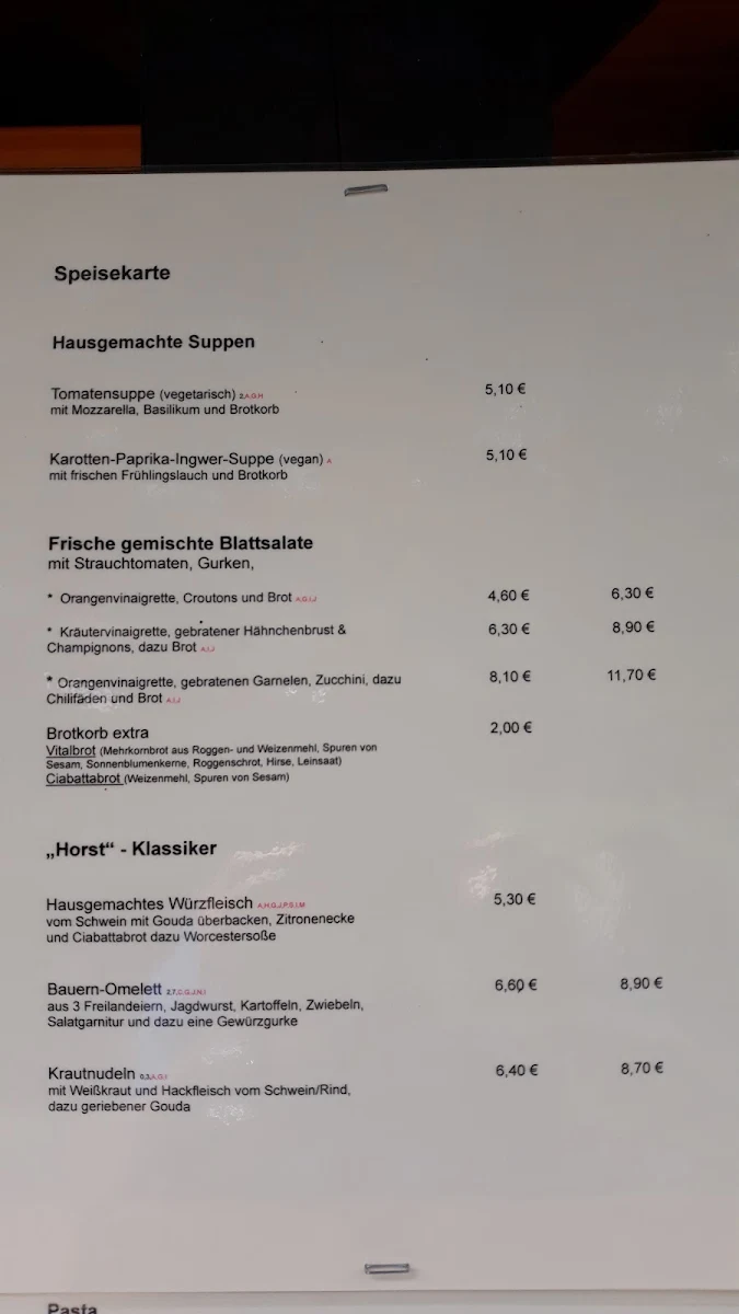 Speisekarte, El Horst