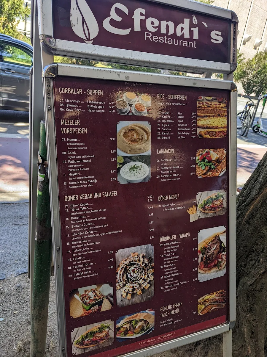 Speisekarte, Efendi's Restaurant & Döner