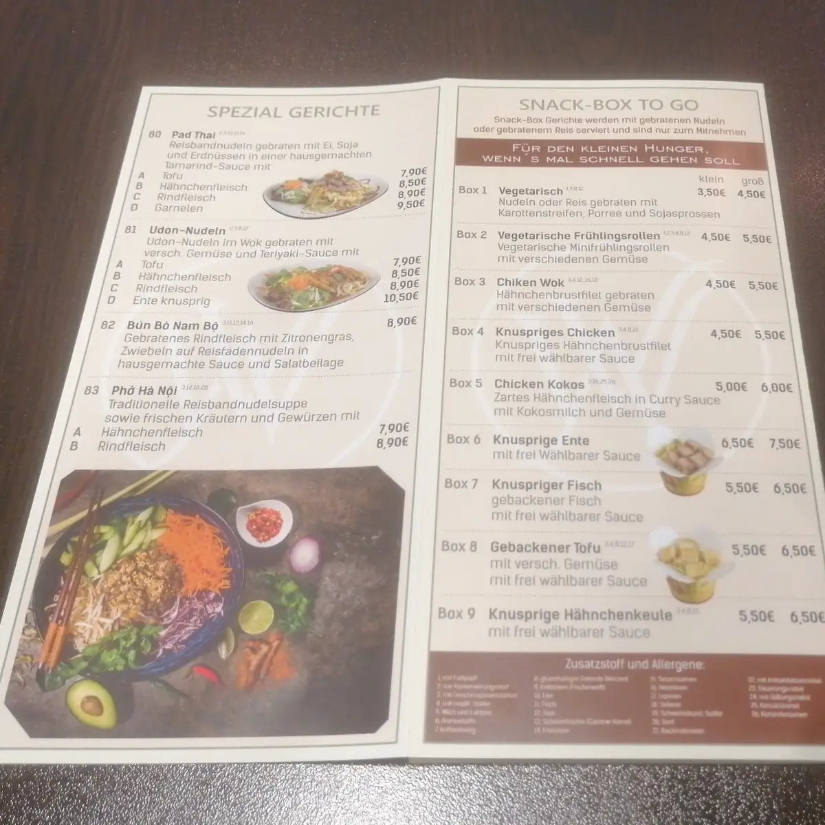 Speisekarte, Viet Wok