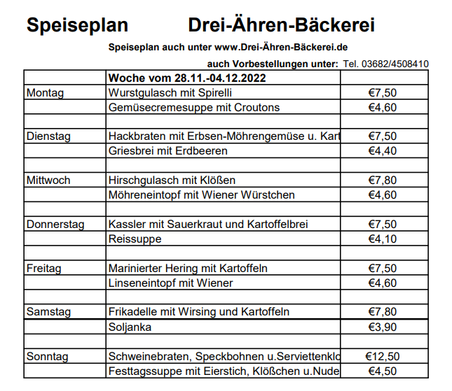 Speisekarte photo 1