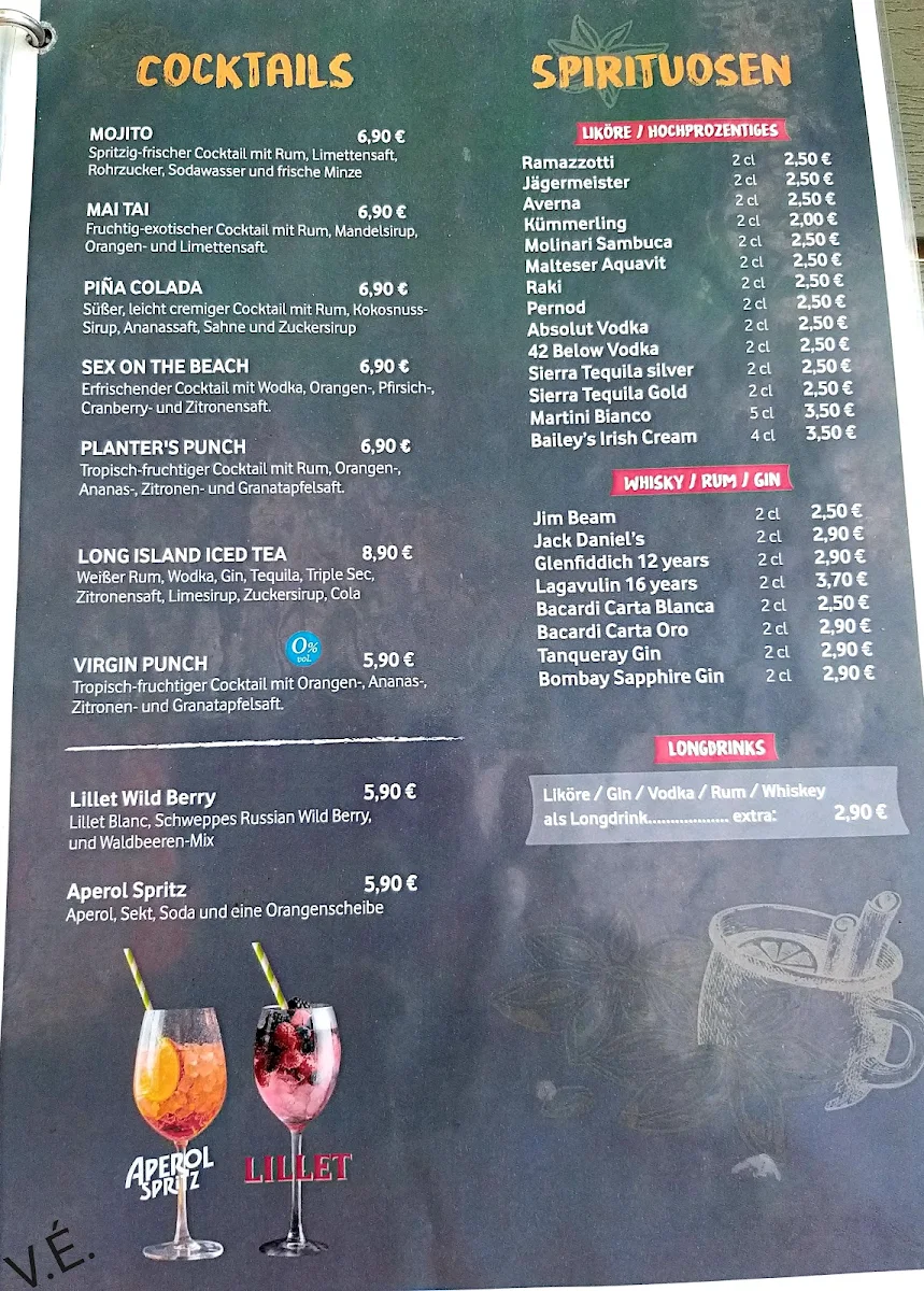 Speisekarte, Café Seepark Lünen