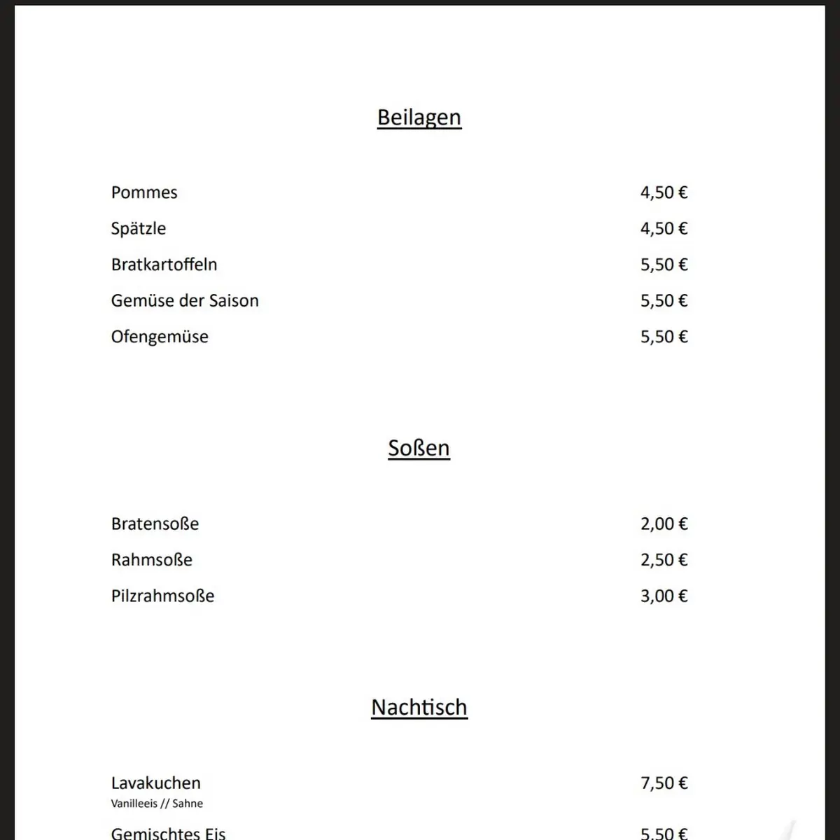 Speisekarte photo 3