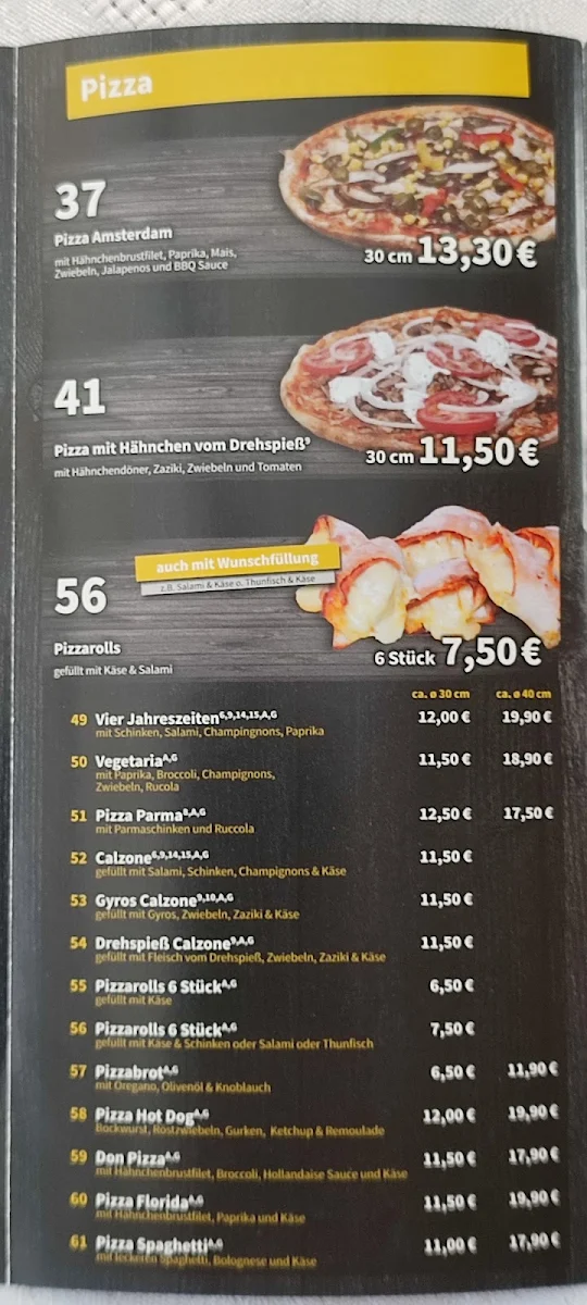 Speisekarte, Roys schnell Imbiss