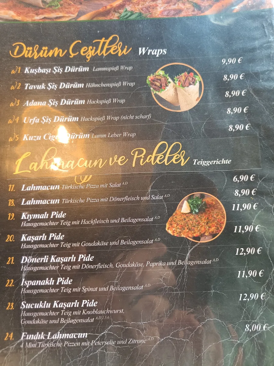 Speisekarte, Öz Urfa 1988 Aachen