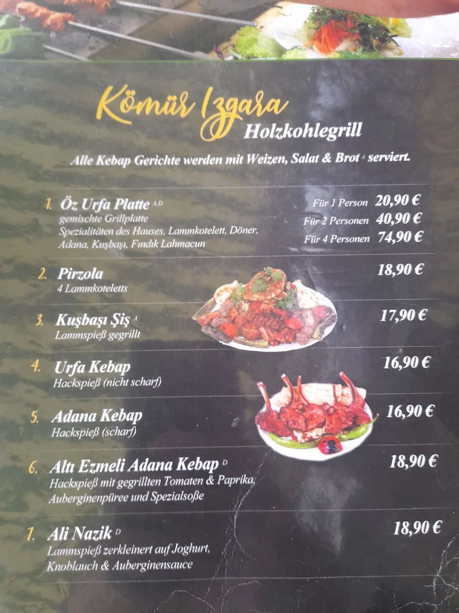 Speisekarte, Öz Urfa 1988 Aachen