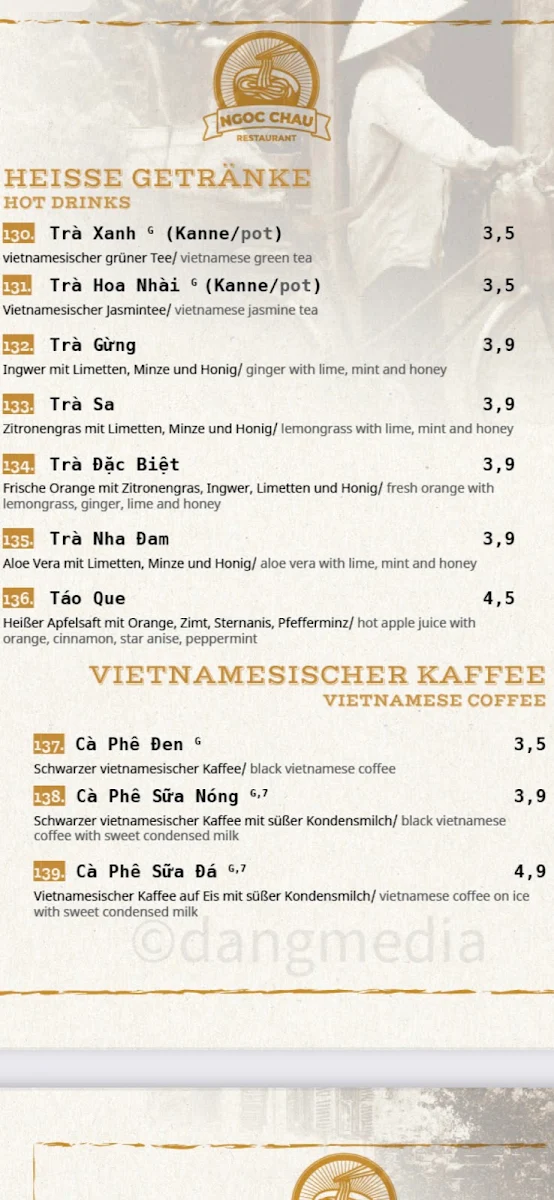 Speisekarte, Ngoc Chau Restaurant