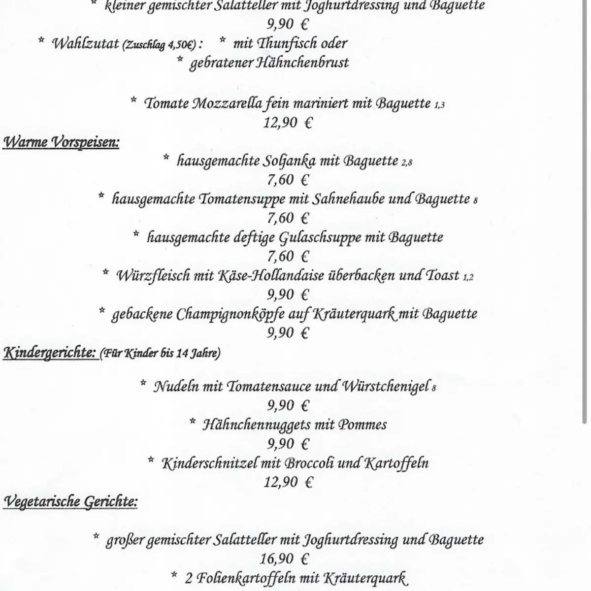 Speisekarte photo 1