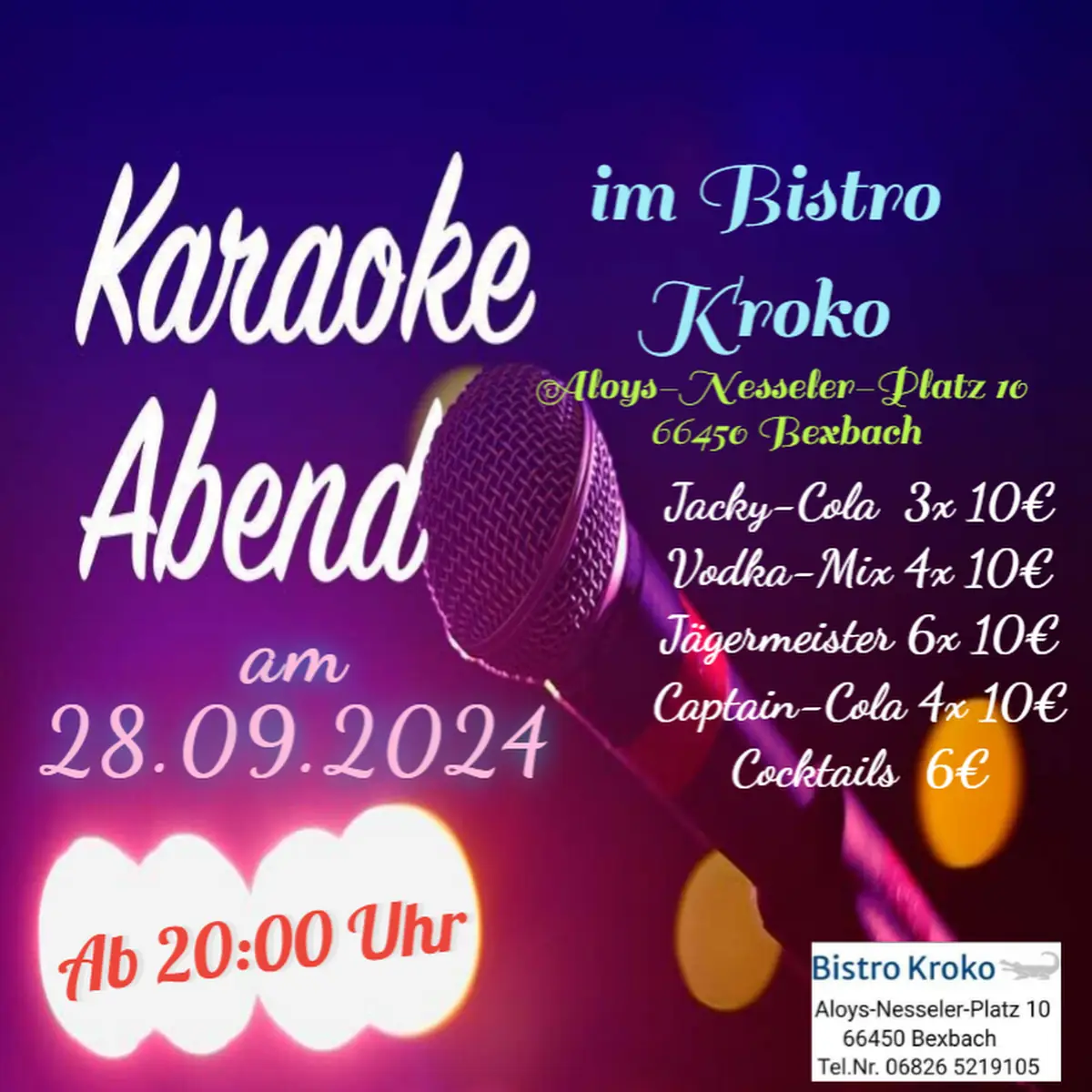 Speisekarte, Bistro Kroko Bexbach