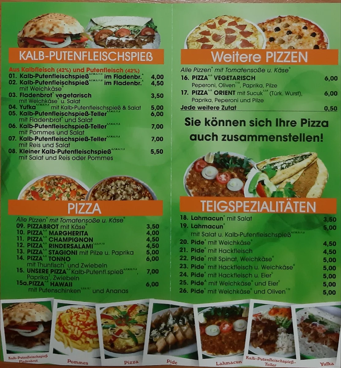 Speisekarte, Osoy Pizza Kebap Haus