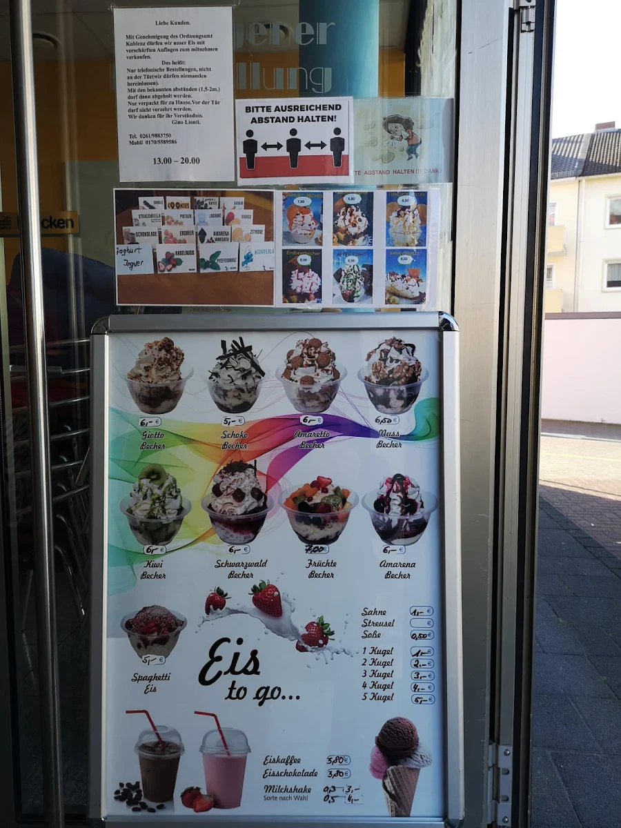 Speisekarte, Bistro-Eiscafé Da Gino