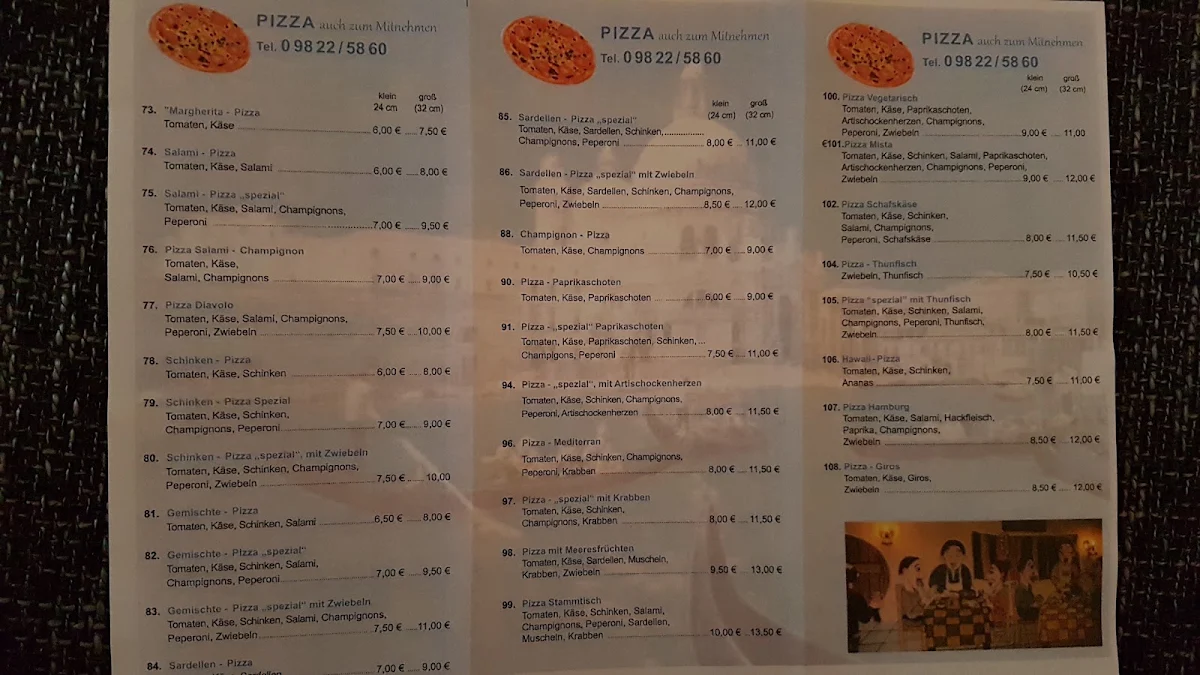 Speisekarte, Restaurant Schützenhaus Bechhofen