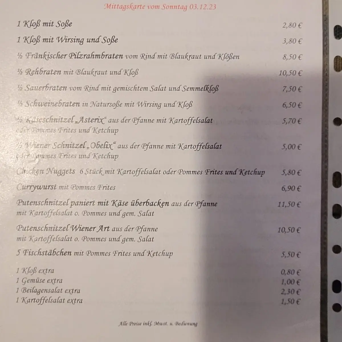 Speisekarte photo 1