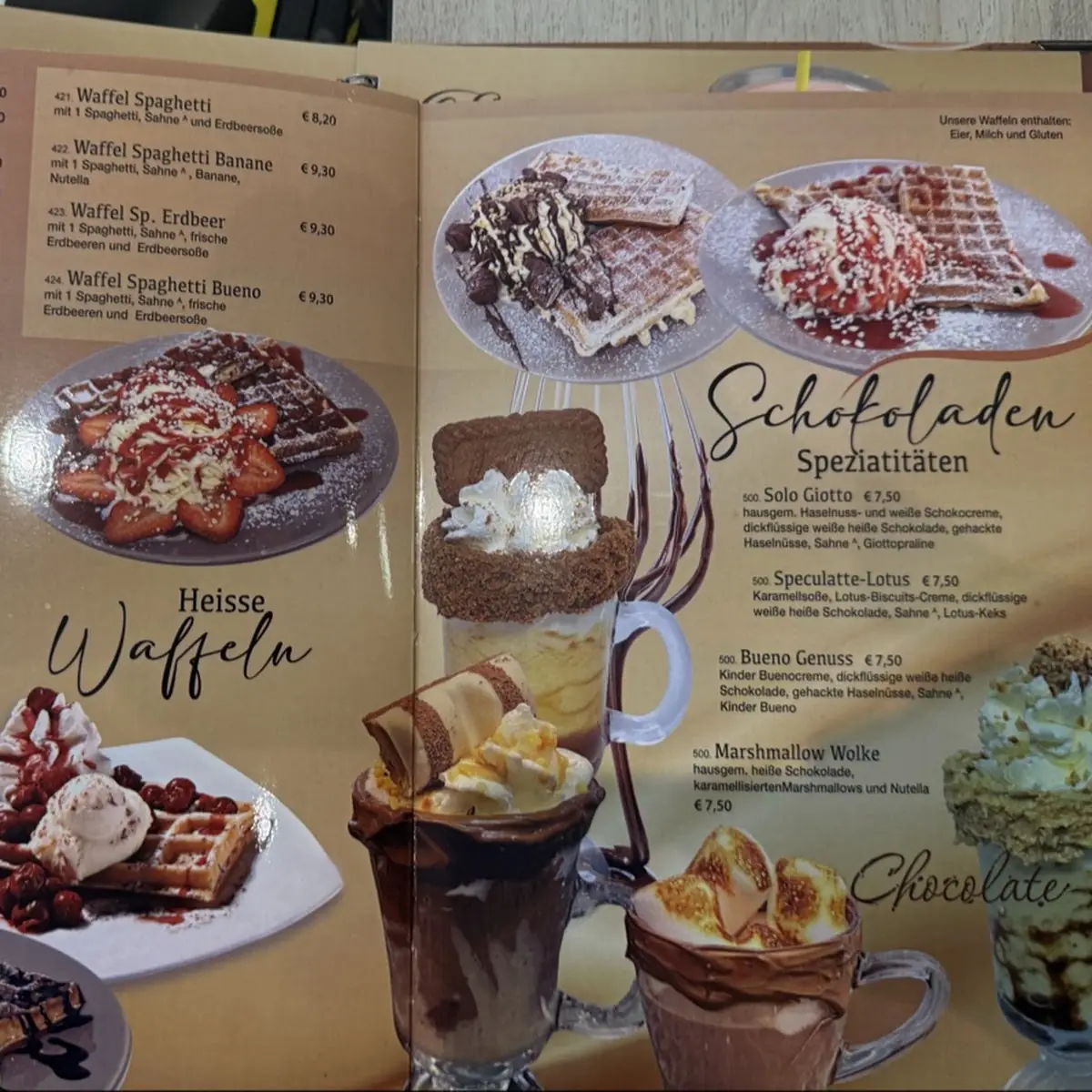 Speisekarte, Eiscafé San Remo