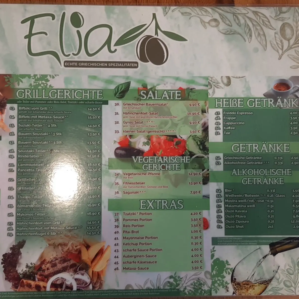 Speisekarte, Elia
