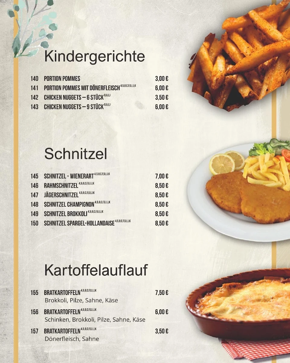 Speisekarte, Pizza Grill Hainich