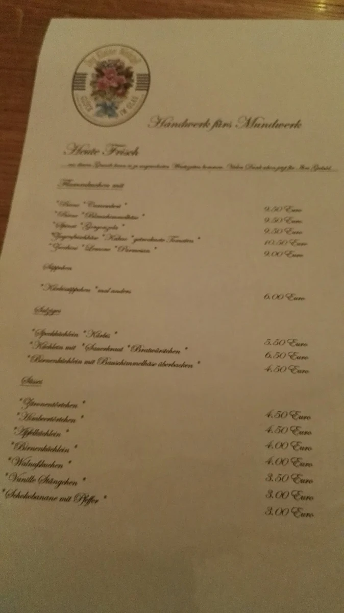 Speisekarte, Bistro & Wein