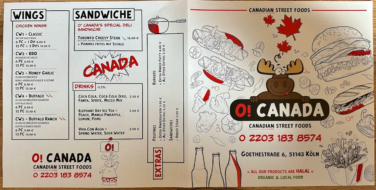 Speisekarte, O! Canada Köln