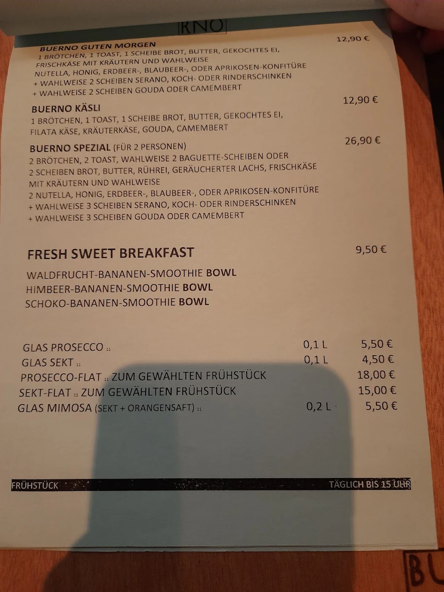 Speisekarte, BUERNO VINO Matto