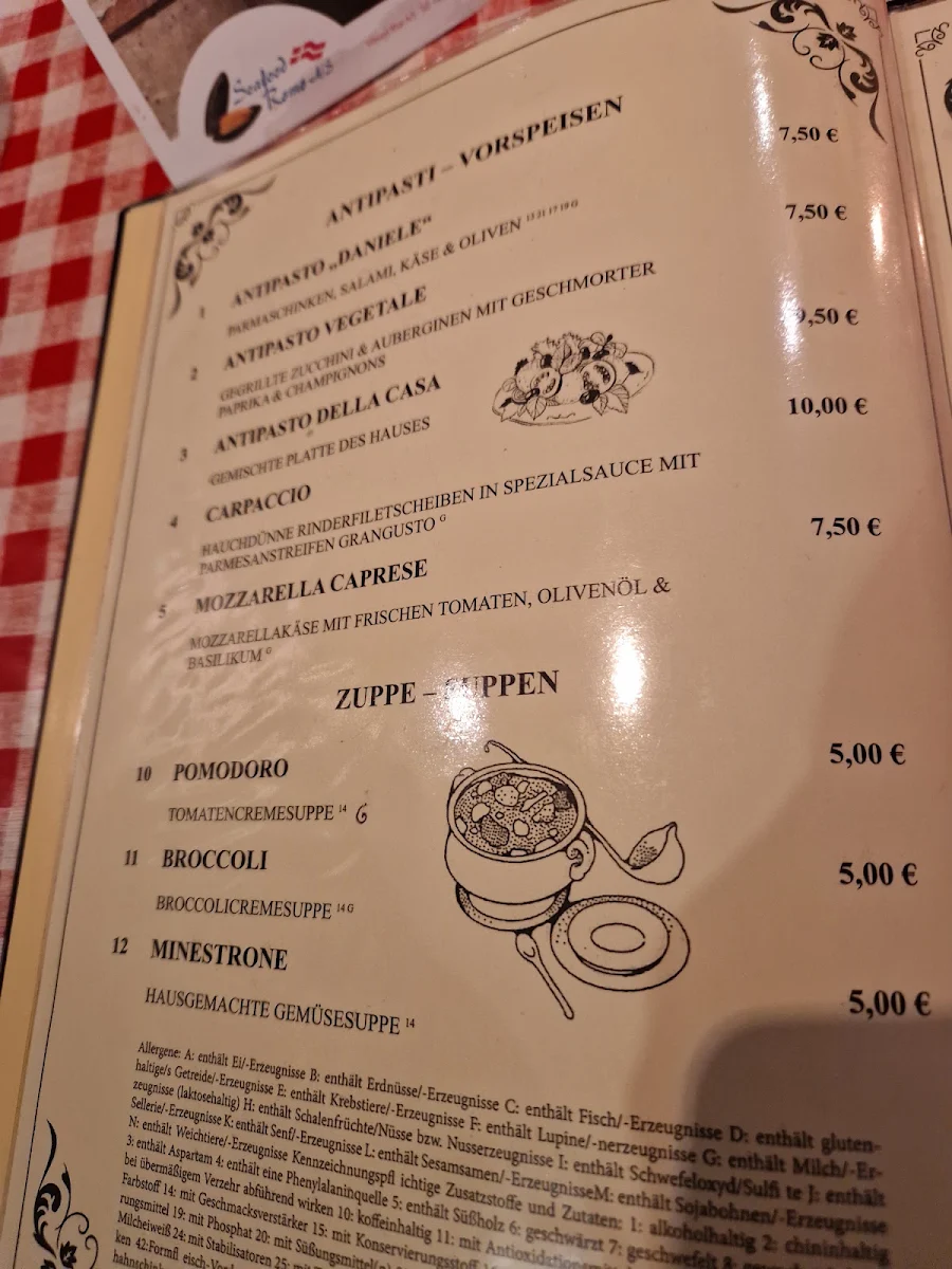 Speisekarte, Daniele