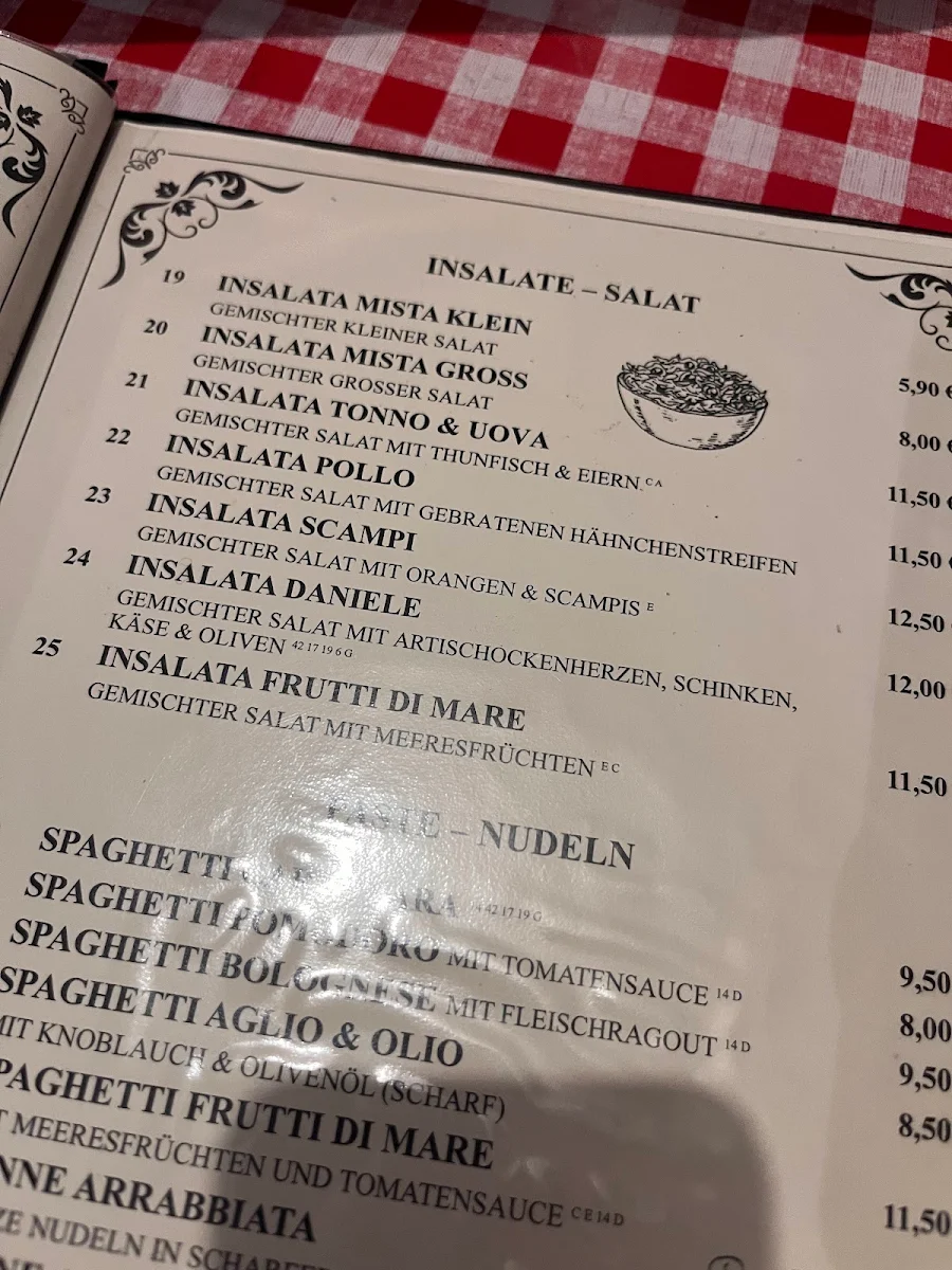 Speisekarte, Daniele