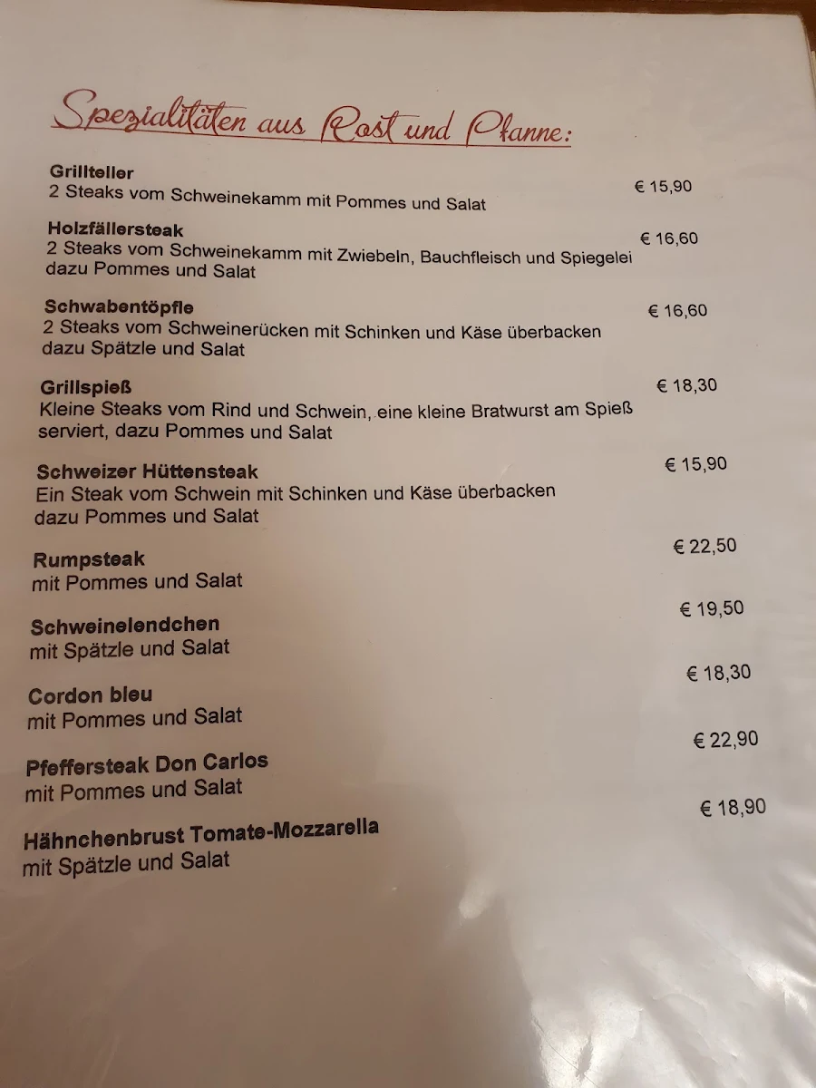 Speisekarte, Gasthaus Kellermann „Schwarzer Adler“
