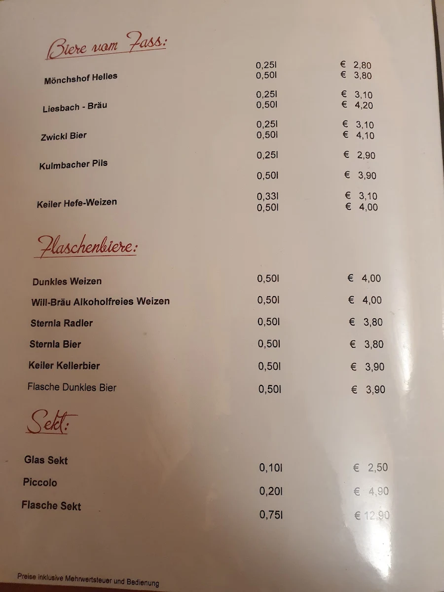 Speisekarte, Gasthaus Kellermann „Schwarzer Adler“