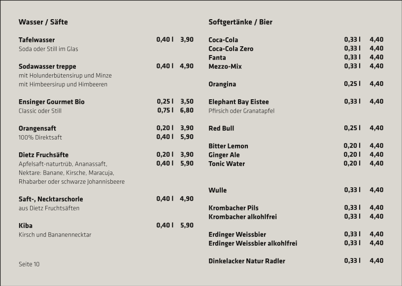 Speisekarte, Cafe treppe