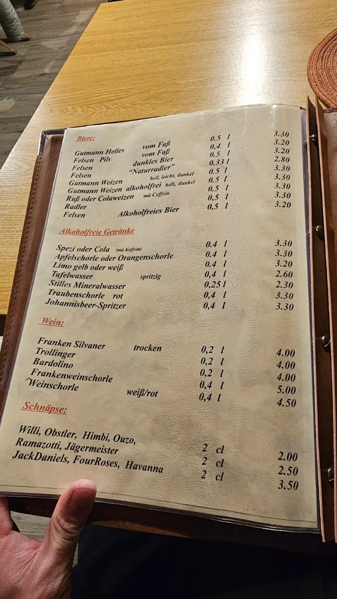 Speisekarte, Gasthof zum Signal