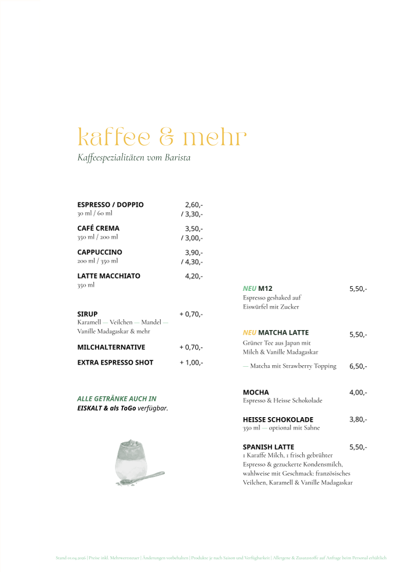 Speisekarte, Fingerly Restobar