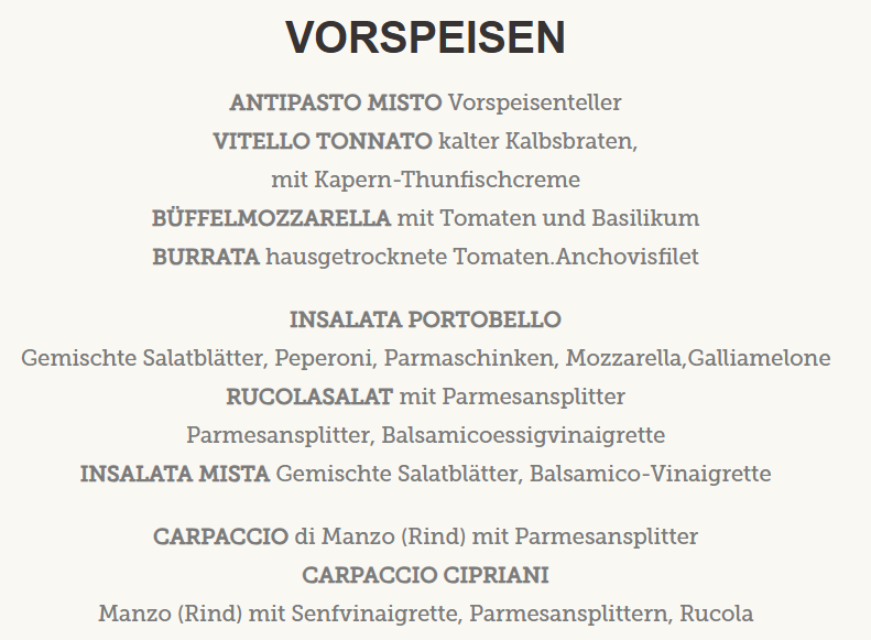 Speisekarte photo 2