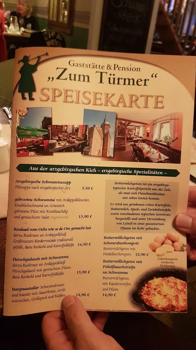 Speisekarte, Gaststätte & Pension "Zum Türmer"
