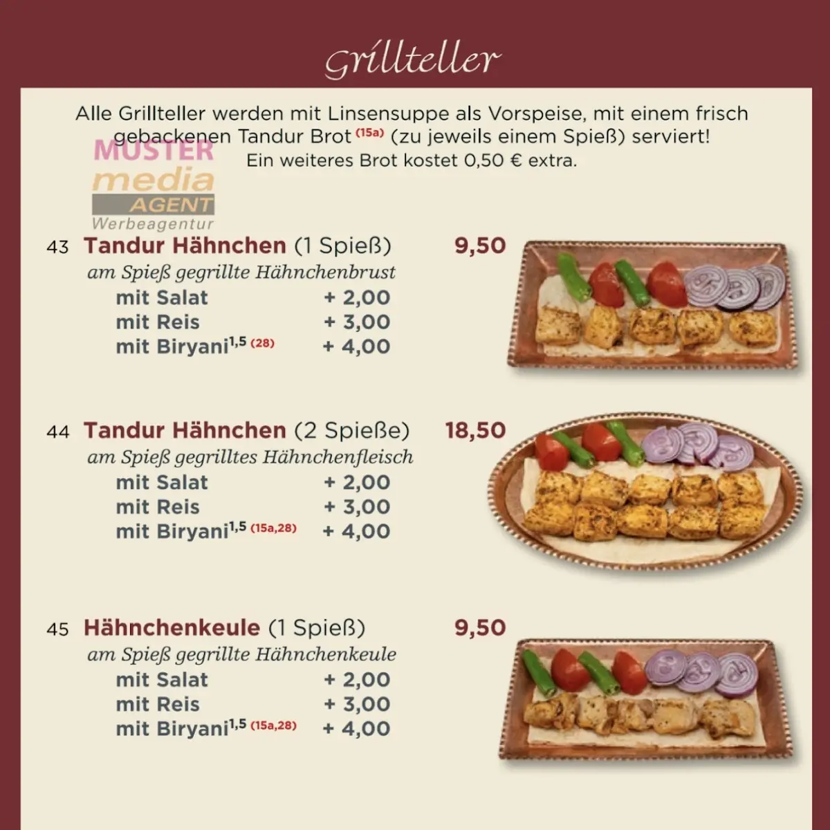 Speisekarte, Lasan Restaurant