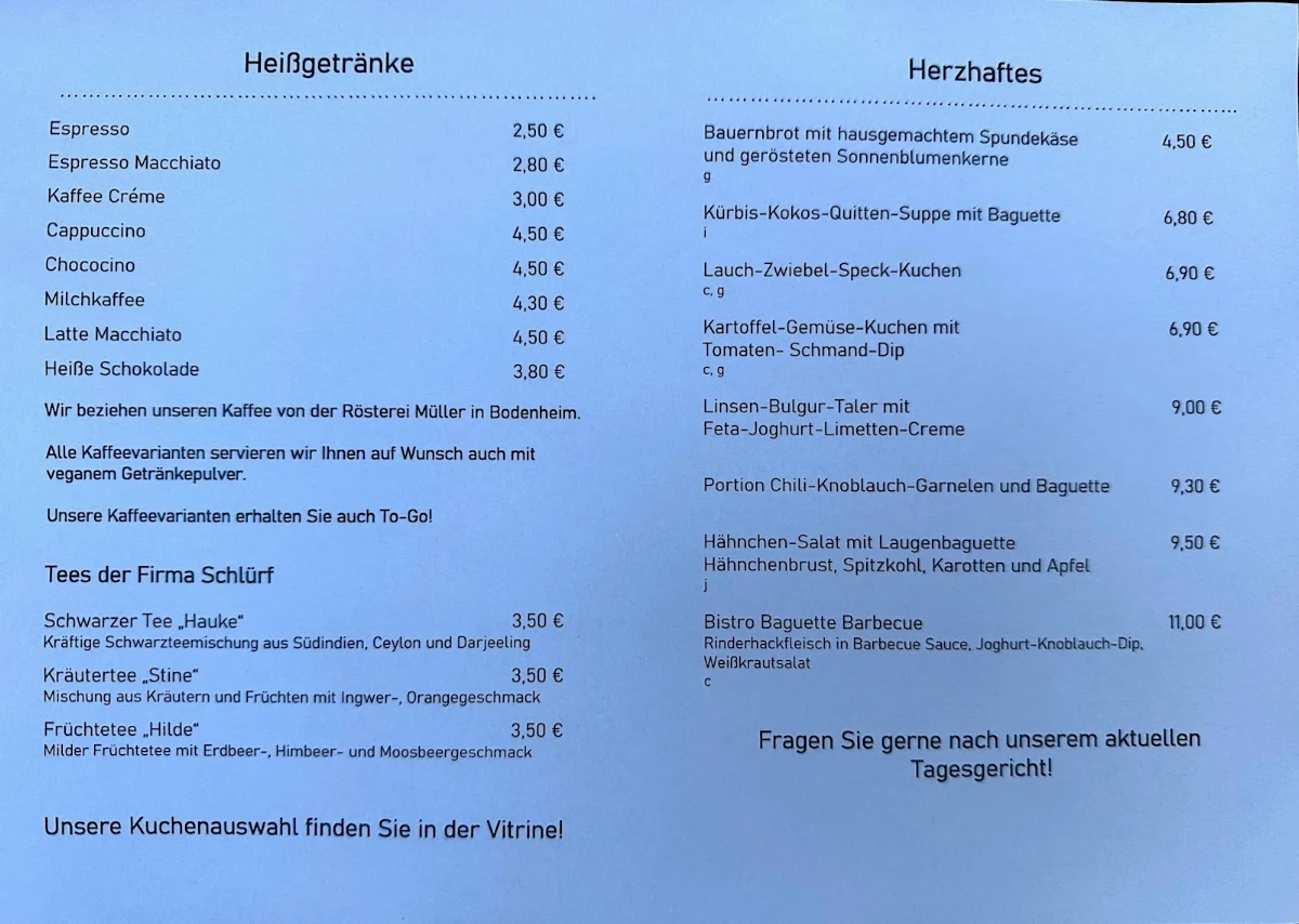 Speisekarte, Grüner Baum meets Abel