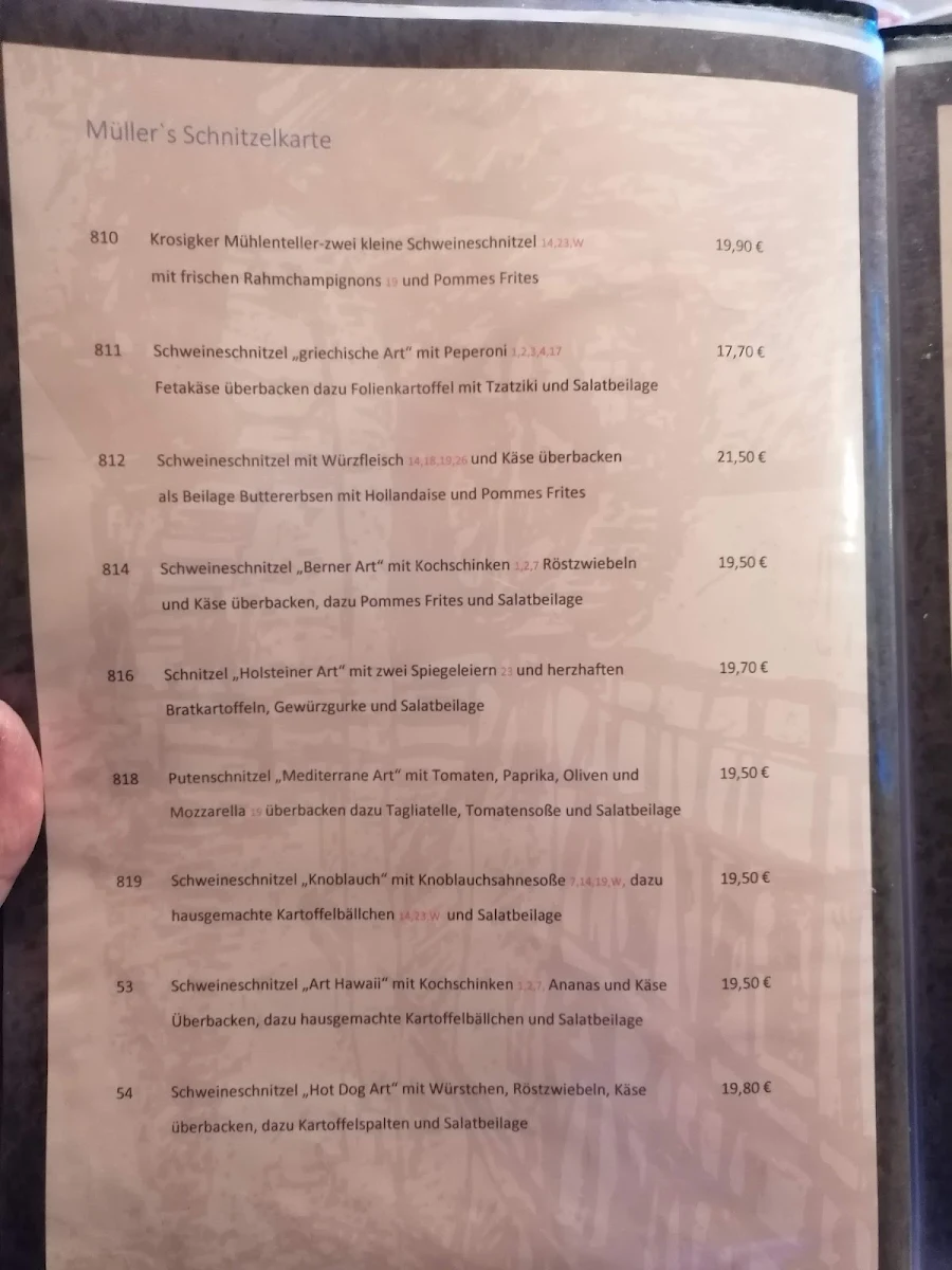 Speisekarte, Zur Wassermühle Krosigk