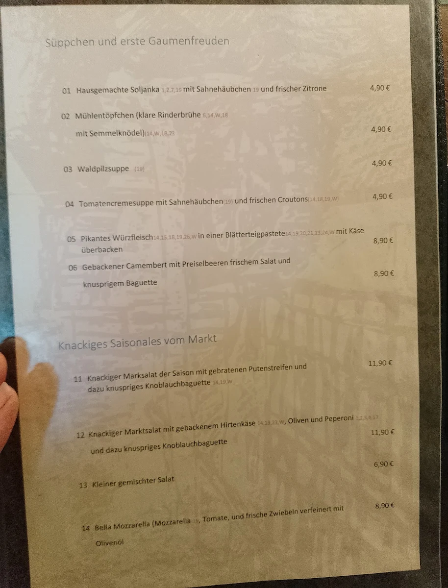 Speisekarte, Zur Wassermühle Krosigk