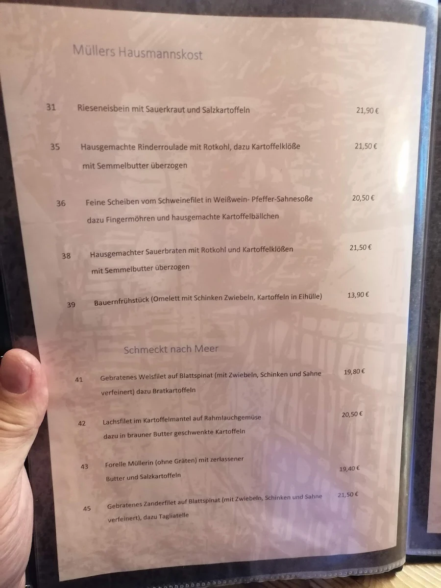 Speisekarte, Zur Wassermühle Krosigk
