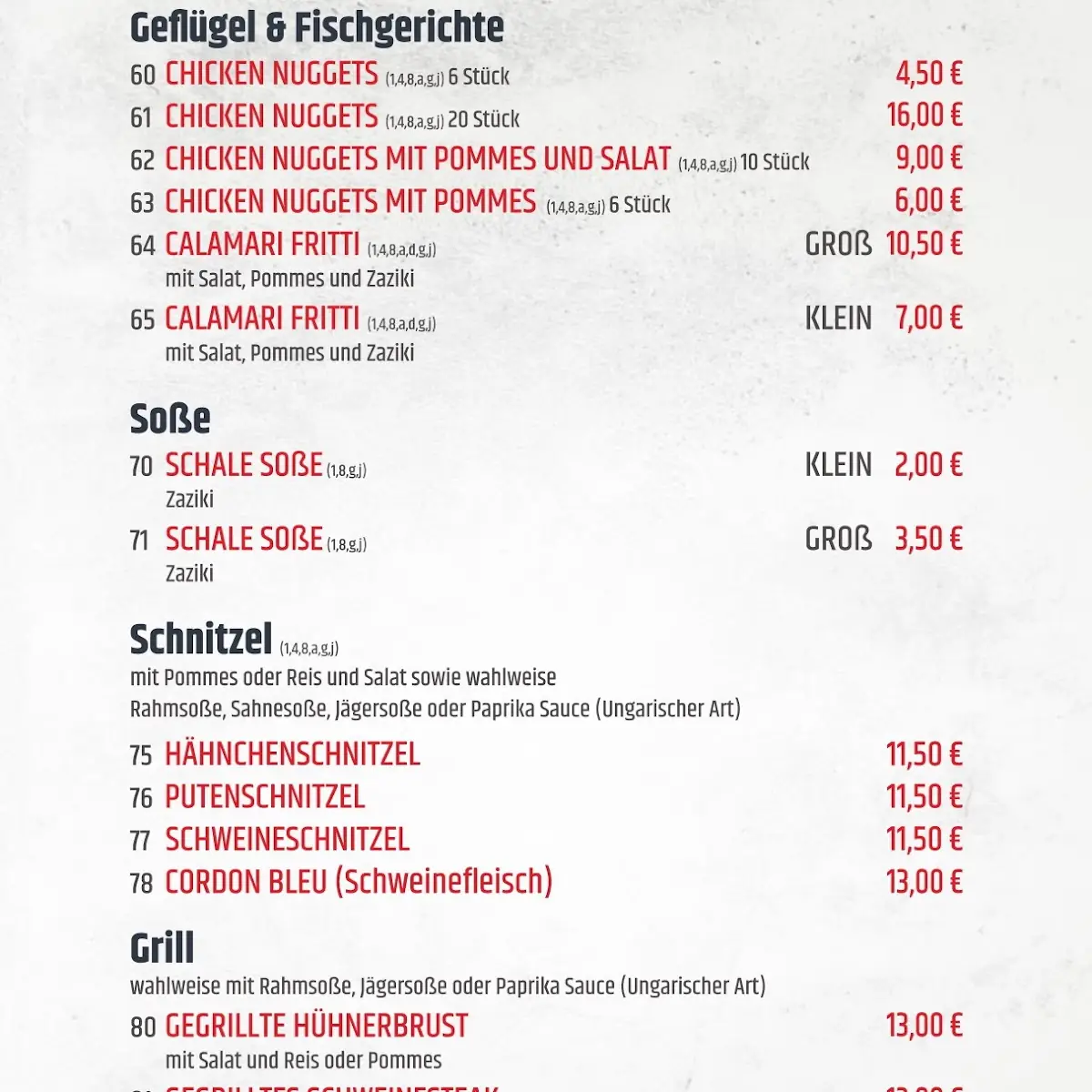 Speisekarte, Beichtstuhl