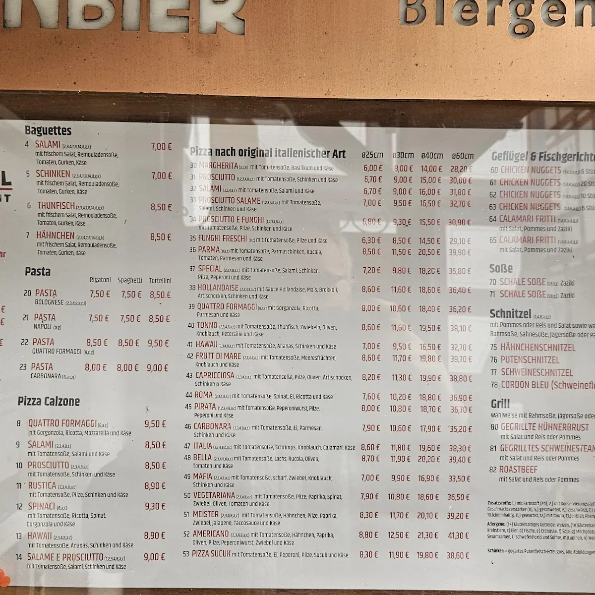 Speisekarte, Beichtstuhl