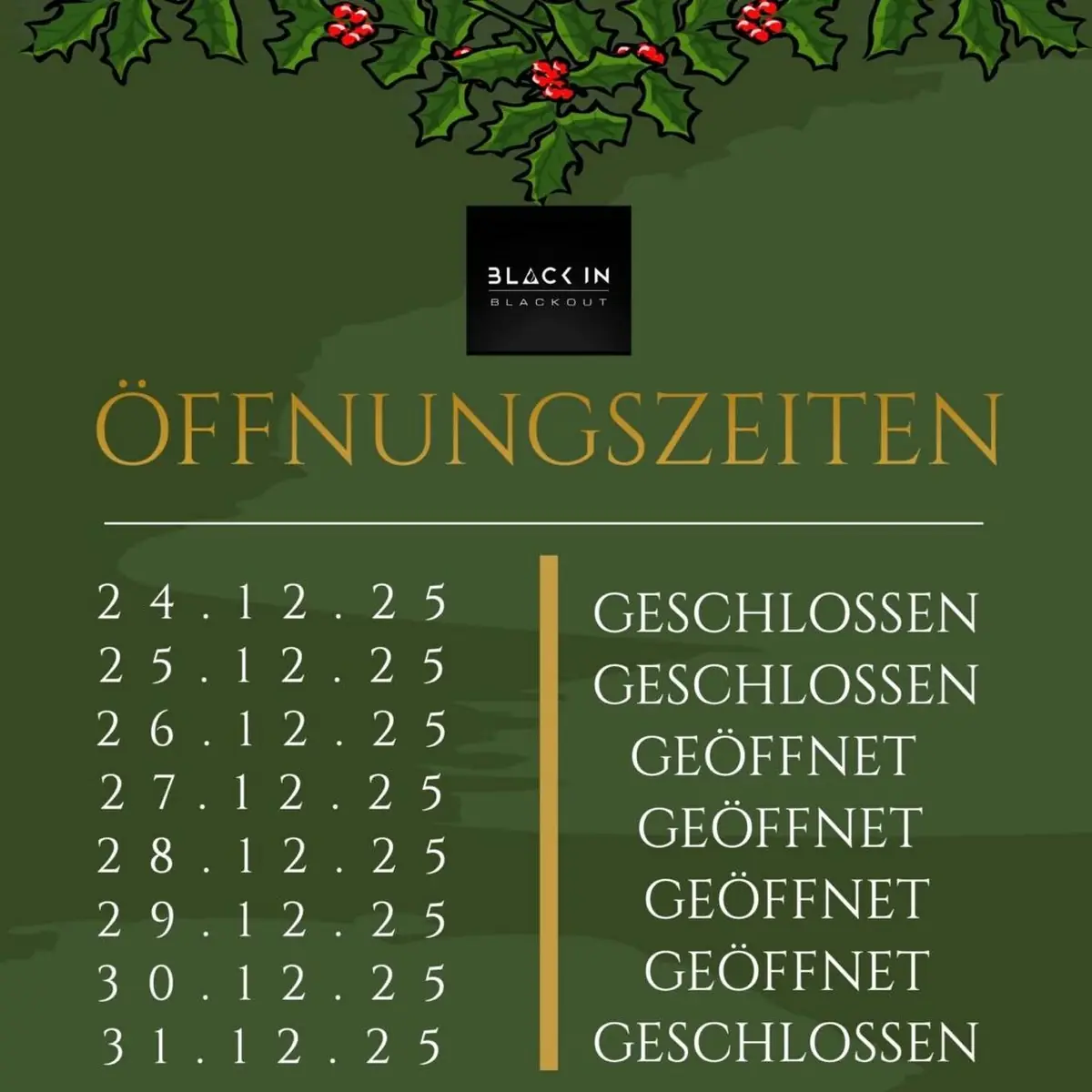 Speisekarte, Black In