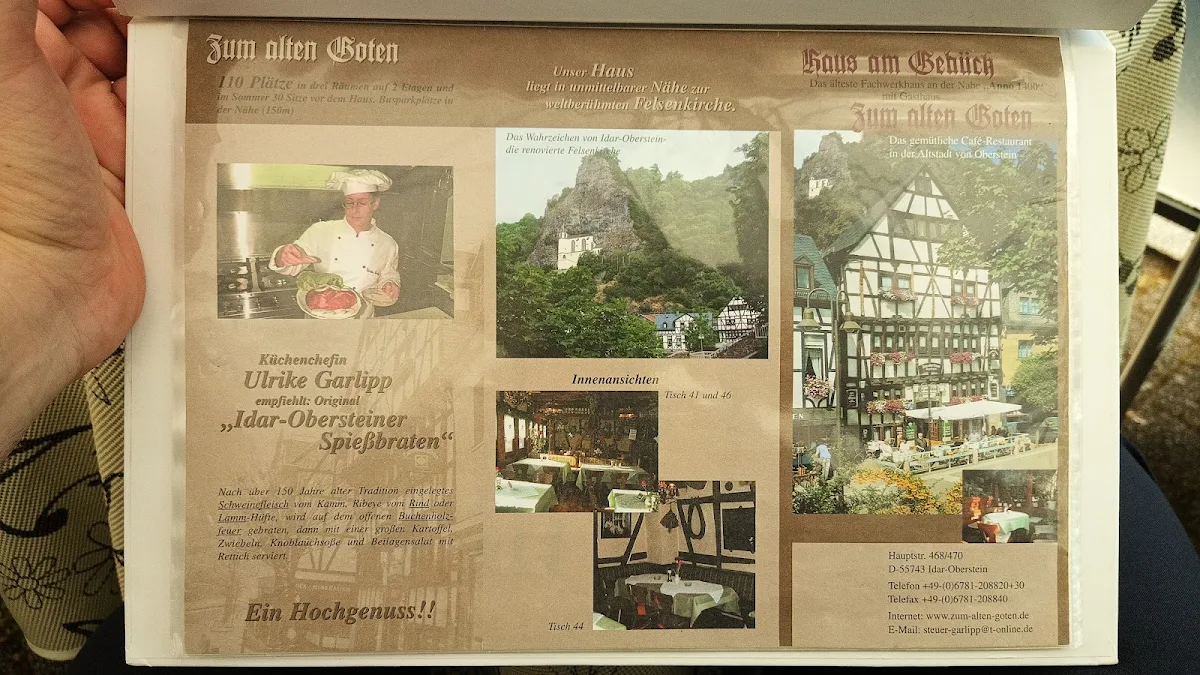 Speisekarte, Gaststätte Zum alten Goten