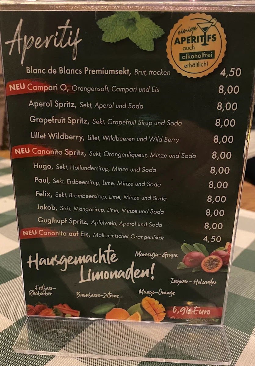 Speisekarte, Wirtshaus Guglhupf