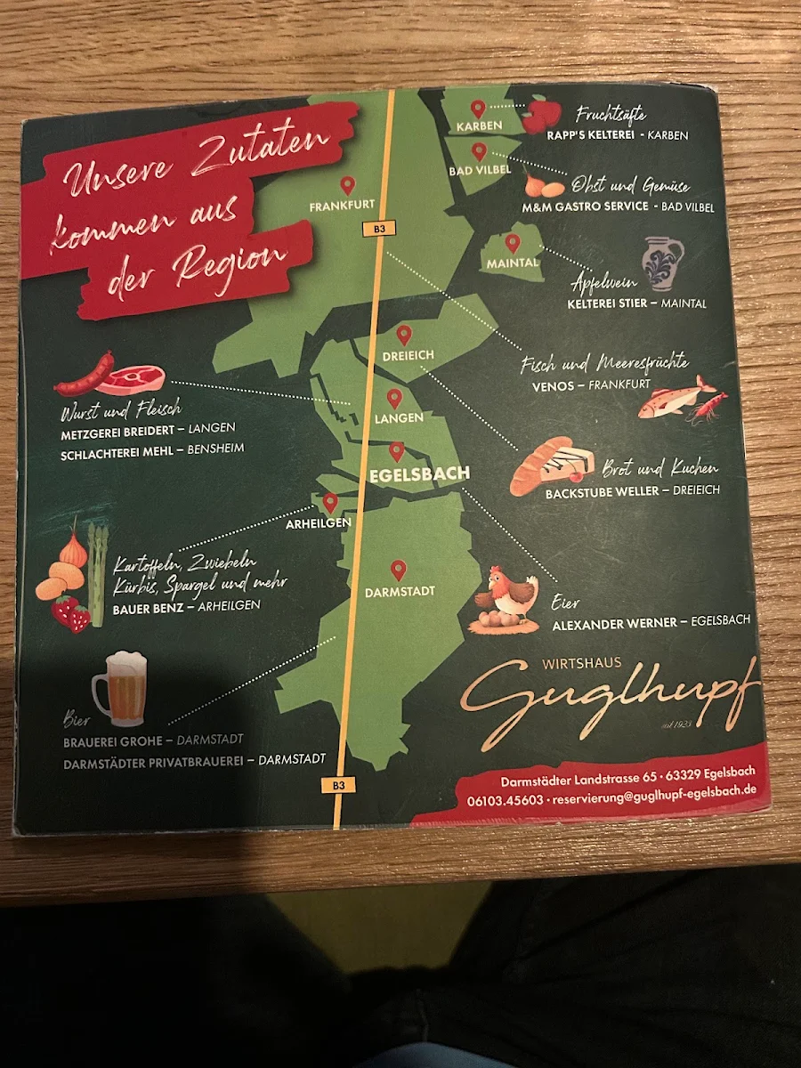 Speisekarte, Wirtshaus Guglhupf