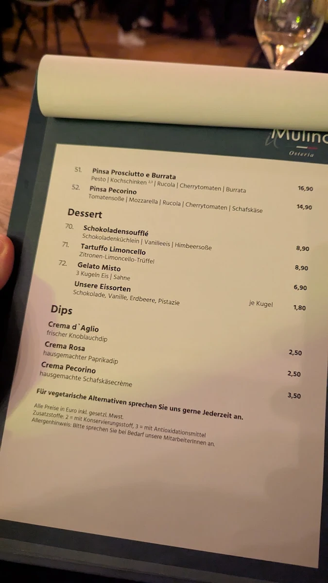 Speisekarte, Il Mulino