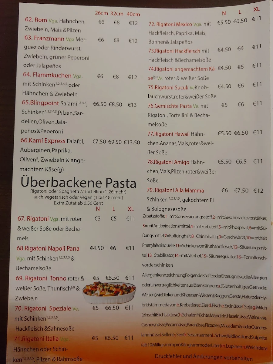 Speisekarte, Kami Express