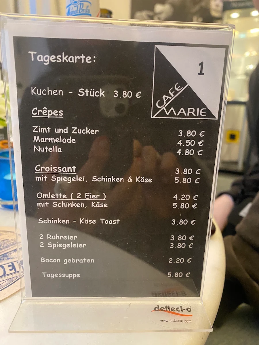 Speisekarte, Cafe Marie