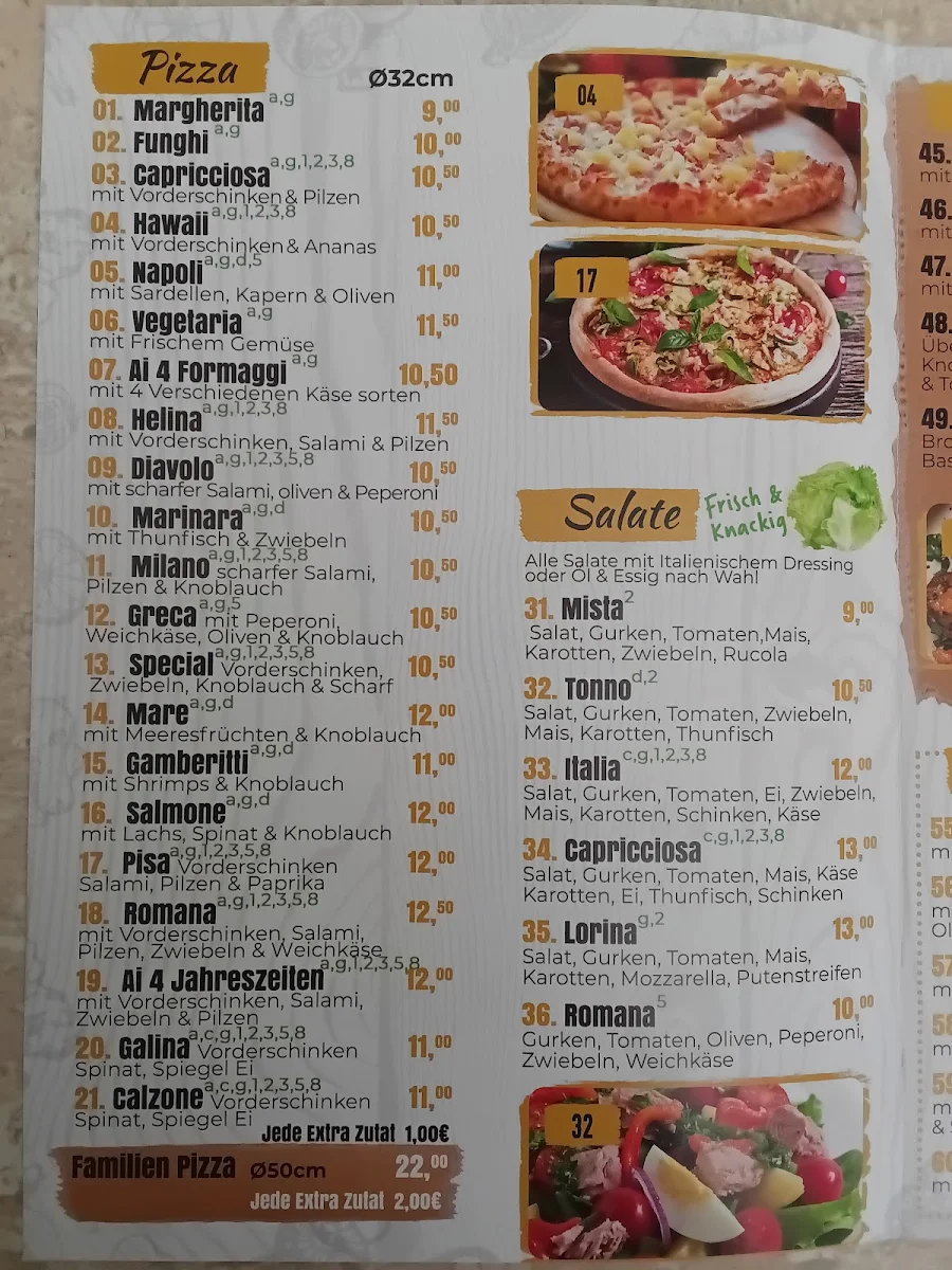 Speisekarte, Ristorante Pizzeria Romana albersweiler