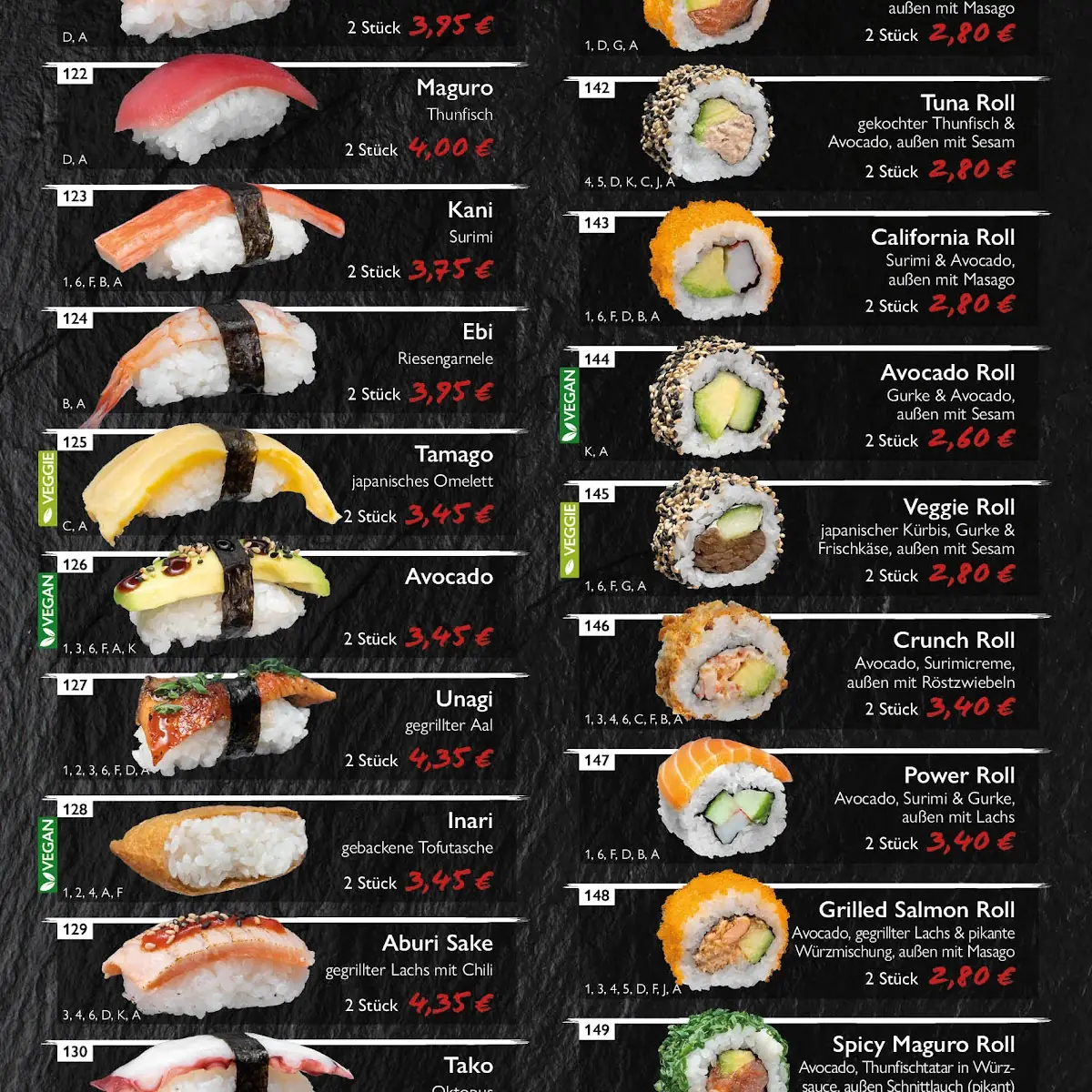 Speisekarte, Sushi Palace Maichingen