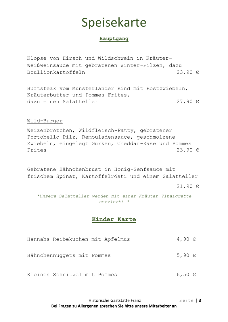 Speisekarte photo 1