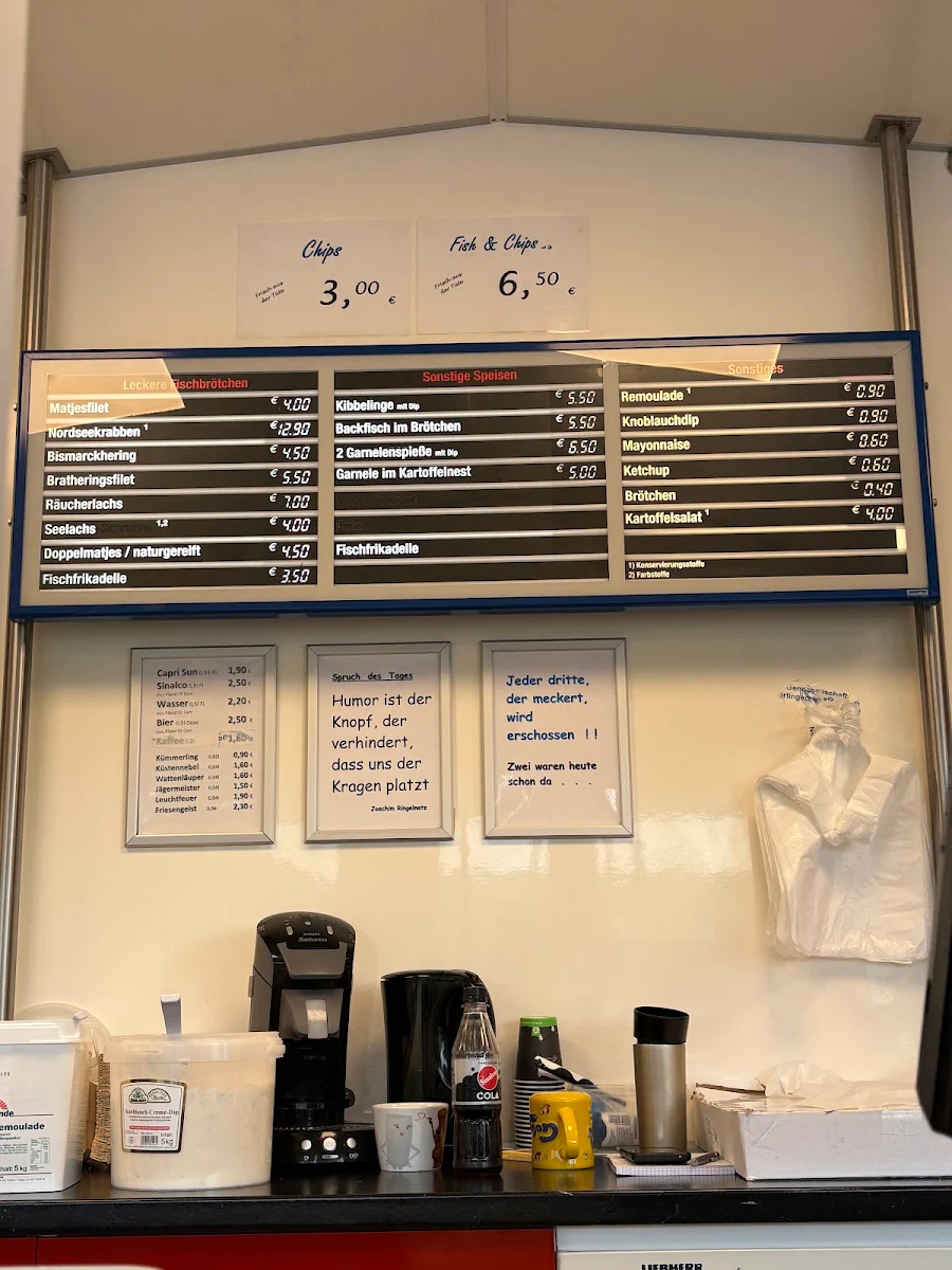 Speisekarte, Fischbrötchen - Verkauf