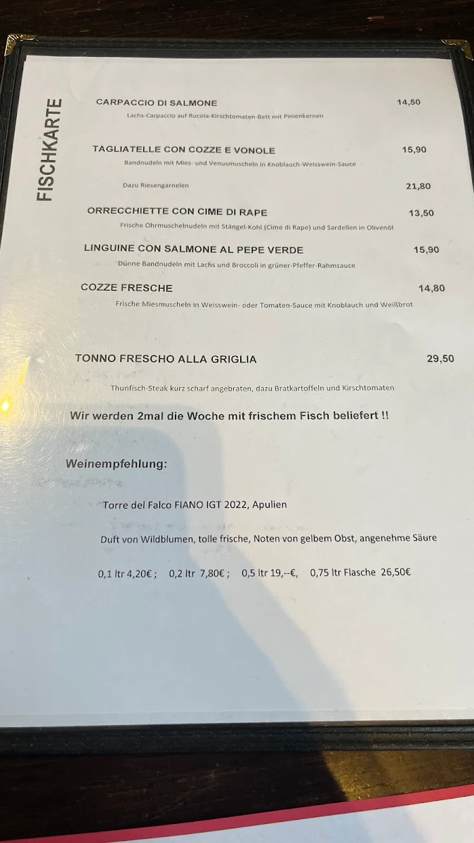 Speisekarte, Ristorante Roma